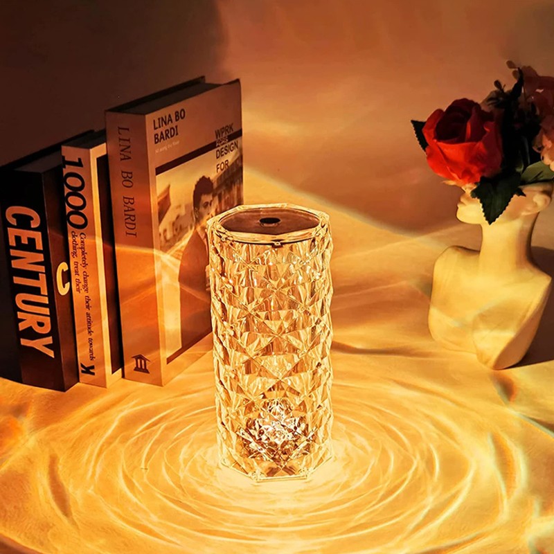 Rechargeable Diamond Crystal Multicolor Table Lamp-touch, Remote